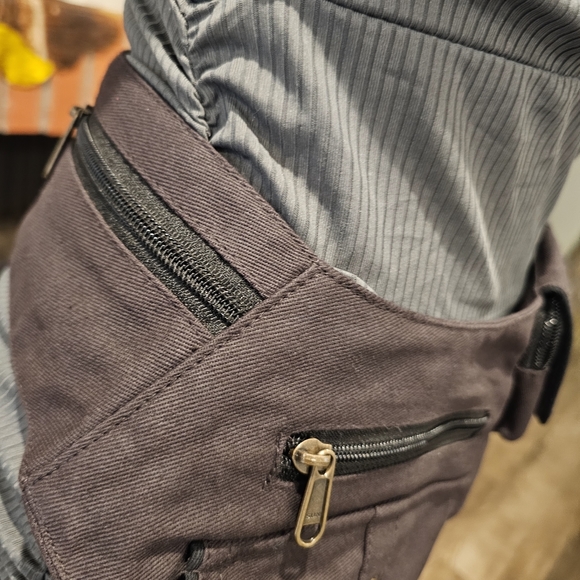 Canvas Brown 2 Pouch Belt Bag Crossbody OS New - Picture 6 of 6